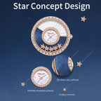 Sollen SL453 Quartz Watch - Women's Stainless Steel Link Bracelet Celestial Dial with Moving Stars
