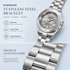 JEMSDUN JSD1818 Live Edition Men's Yacht-Master Style Quartz Watch - 43mm Rotating Relief Bezel Crystal Marker Dial 3H Date Cyclops Lens Metal Wristwatch
