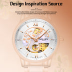 Sollen SL412 Women's Skeleton Automatic Watch - 36.5mm Crystal Bezel Sapphire Crystal Miyota 82S0 Ceramic Bracelet Wristwatch