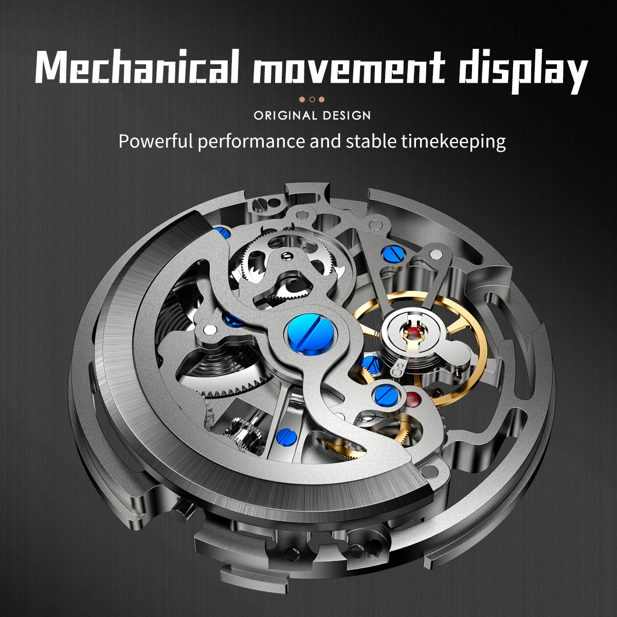 Sollen SL359 Men's Open Heart Full Skeleton Automatic Mechanical Watch - 42mm Stainless Steel Case Slim 9.9mm Luminous Markers Mesh Bracelet Wristwatch