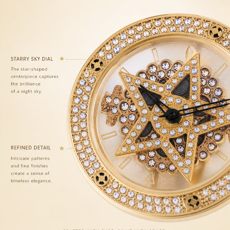 LOOK WORLD RKS245 Live Edition Men's Iced Out Watch - Luxury Full Crystals Encrusted Round Case Creative Spinning Star Dial Metal Band Hiphop Wristwatch