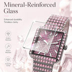 KDW KDW2410 Quartz Watch - Live Edition Luxury Full IPG Gold Crystal Pavé Square Case Iced-Out 20mm Link Bracelet Wristwatch