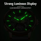 Sollen SL208 Men's Full Skeleton Automatic Mechanical Watch - 42mm Stainless Steel Case Frosted Open Dial Luminous Hands Wristwatch