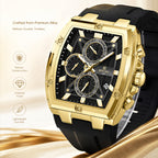 REWARD RD 832261M Live Edition Men's Luxury Sport Watch - Chronograph 6-Hand Multi Function Tonneau Armor Case Date Window Silicone Strap Wristwatch