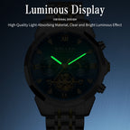 Sollen SL723 Chronograph Watch - Men's Multi-Function Moonphase Two-Tone Stainless Steel Link Bracelet Wristwatch