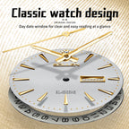 Sollen 9030 Automatic Watch - Men's Diamond-Set Dial Day Date 9-Bead Stainless Steel Bracelet Wristwatch