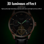Sollen SL302 Men's Open Heart Automatic Mechanical Watch - 41mm Stainless Steel Case Moon Phase Dual Time Sunburst Dial Wristwatch
