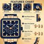 REWARD RD 833569M Quartz Watch - Live Edition Men's Luxury Bold Square Case Full Chronograph Luminous Hands Date Window Sport Silicone Strap Wristwatch