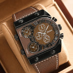 Oulm HP9315 Quartz Watch - Live Edition Men's Heavy Steampunk Industrial Matte Case Luminous Hands Wide Leather Strap Tactical Wristwatch