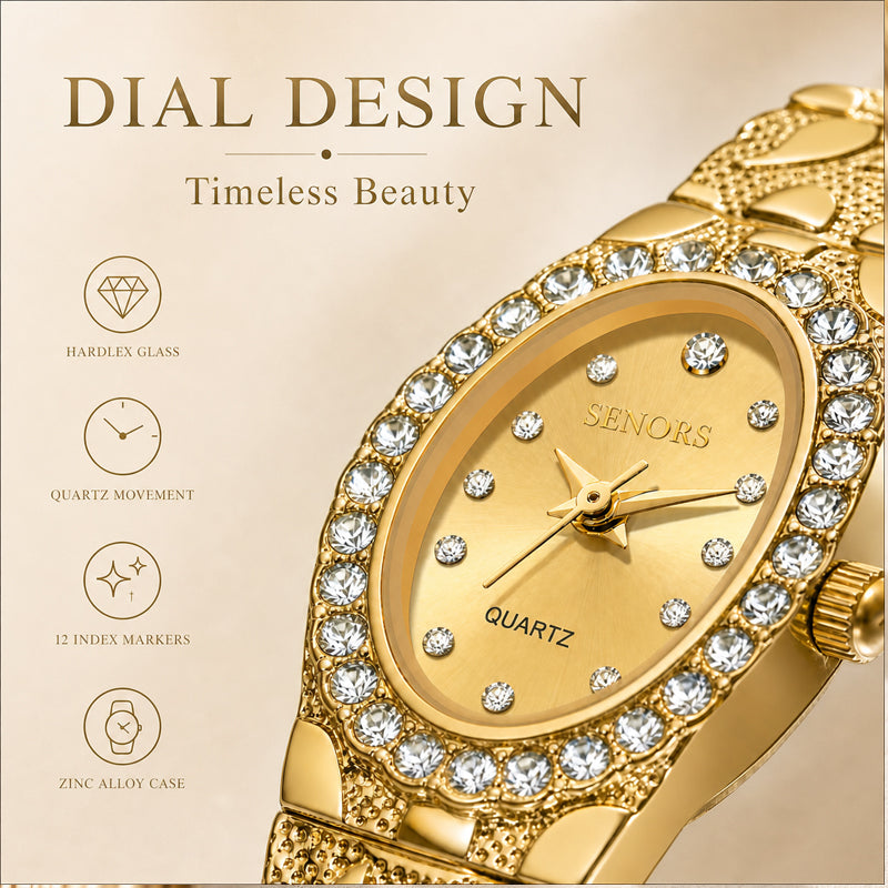 Labaoli LA631 Quartz Watch - Live Edition Women's Luxury Jewelry Elegant Crystal Bezel 3D Textured Embossed Bracelet Thin Bangle Wristwatch