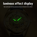 Sollen SL610 Automatic Watch - Men's All-Gold Case Double-Sided Engraved Skeleton Dial Premium Leather Strap Wristwatch