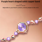 Sollen SL471 Quartz Watch - Women's Rose Gold Purple Chalcedony Jewelry Bracelet Faceted Glass Wristwatch