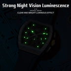 Sollen SL709 Chronograph Watch - Men's Tonneau Multi-Layer Dial Performance Silicone Strap Wristwatch