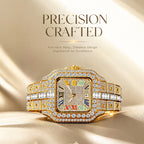 BELBI BELBL-8238 Live Edition Men's Iced Out Watch - Luxury Large Crystal Bezel Pave Dial Rainbow Roman Numerals 6H Date Metal Band Hiphop Wristwatch