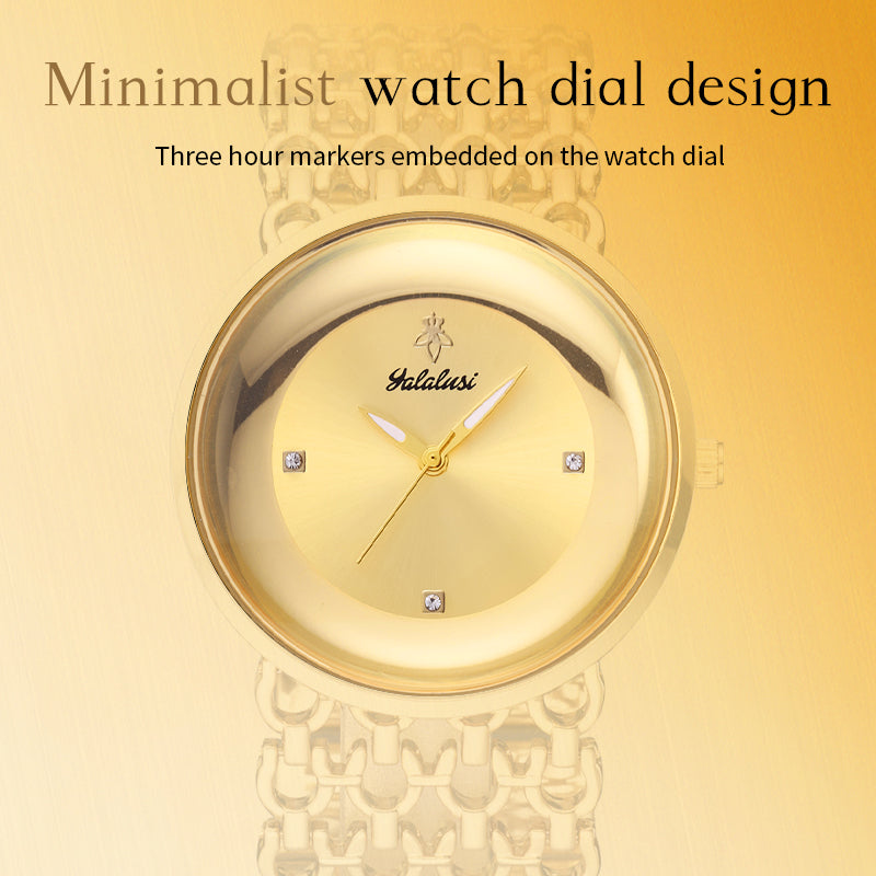 LX-1016 Quartz Watch - Live Edition Unisex Modern 40mm Ultra-Slim 8mm Case Faceted Cut Lens Full IPG Gold Plating Luxury 26mm Woven-Link Bracelet Timepiece