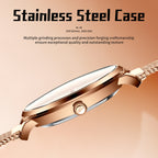 Sollen SL418 Women's Open Heart Automatic Mechanical Watch - 36mm Stainless Steel Case Slim 9.9mm Small Seconds Mesh Bracelet Wristwatch