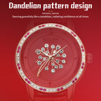 Sollen SL408 Women's Dandelion Skeleton Automatic Watch - 35mm Crystal Bezel Mother of Pearl Dial Leather Strap Wristwatch