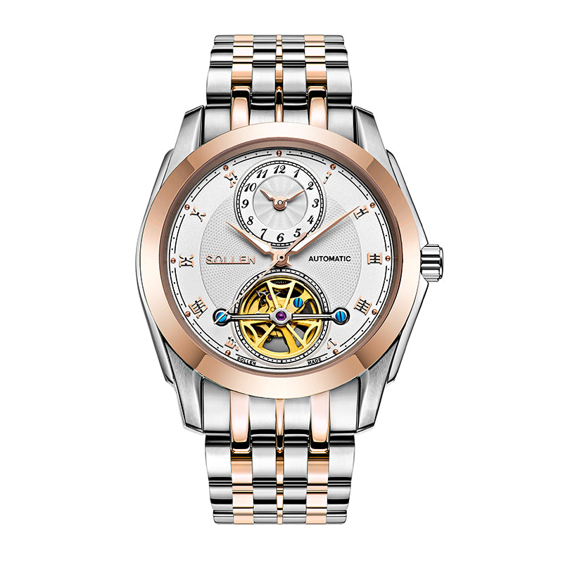 Sollen SL501 Automatic Watch - Men's Stainless Steel 7-Bead Bracelet Multi-Function Wristwatch