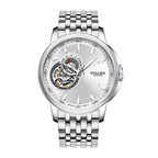 Sollen SL502 Automatic Watch - Men's Stainless Steel 7-Bead Bracelet Open-Heart Seiko NH39A Wristwatch