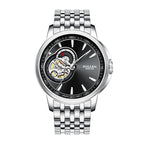Sollen SL502 Automatic Watch - Men's Stainless Steel 7-Bead Bracelet Open-Heart Seiko NH39A Wristwatch