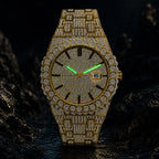 PRECIOUS 8243 Live Edition Men's Iced Out Watch - Luxury Large Crystal Bezel Pave Dial Date Window Metal Band Hiphop Sport Wristwatch