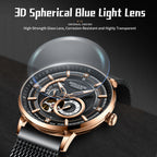 Sollen SL356 Men's Real Diamond Open Heart Automatic Watch - 42mm Stainless Steel Case Slim 9.9mm Sapphire Crystal Miyota Movement Bracelet Wristwatch