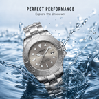 JEMSDUN JSD1818 Live Edition Men's Yacht-Master Style Quartz Watch - 43mm Rotating Relief Bezel Crystal Marker Dial 3H Date Cyclops Lens Metal Wristwatch