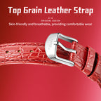 Sollen SL430 Women's Tonneau Quartz Watch - 28x32mm Full Pave Crystal Dial Iced Out Leather Strap Wristwatch