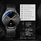 Sollen SL305 Men's Minimalist Automatic Mechanical Watch - 42mm Stainless Steel Case Slim 9.9mm 24H Subdial Date Window Wristwatch