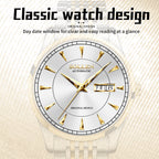 Sollen 9031 Automatic Watch - Men's Sunray Dial Luminous Markers 9-Bead Stainless Steel Bracelet Wristwatch