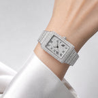 KDW KDW8315L Quartz Watch - Live Edition Women's Luxury 46mm Full Iced-Out Crystal Pavé Square Case Roman Numeral Day-Date Luminous Hands Fully Encrusted Link Bracelet Wristwatch