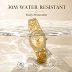 Labaoli LA631 Quartz Watch - Live Edition Women's Luxury Jewelry Elegant Crystal Bezel 3D Textured Embossed Bracelet Thin Bangle Wristwatch