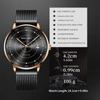 Sollen SL312 Men's Classic Automatic Mechanical Watch - 42mm Stainless Steel Case Slim 9.9mm Luminous Dot Markers Date Window Mesh Bracelet Wristwatch