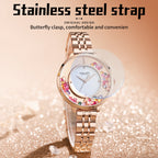 Sollen SL455 Quartz Watch - Women's Stainless Steel Bracelet Starry Enamel Dial with Floating Beads