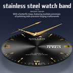 Sollen 9020 Automatic Watch - Men's Dual Calendar Sunray Dial Executive Stainless Steel Bracelet or Genuine Leather Strap Wristwatch