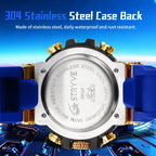 STRYVE S8025 Live Edition Men's Tactical Watch - Cyberpunk Oversized 55mm Armor Case Ana-Digi Dual Time Alarm Chronograph Sport TPU Strap Wristwatch
