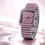 KDW KDW2410 Quartz Watch - Live Edition Luxury Full IPG Gold Crystal Pavé Square Case Iced-Out 20mm Link Bracelet Wristwatch