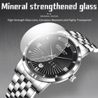 Sollen SL716 Quartz Watch - Men's Classic Stainless Steel 3-Bead Bracelet Day-Date Display Wristwatch