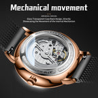 Sollen SL360 Men's Open Heart Automatic Mechanical Watch - 42mm Stainless Steel Case Slim 9.9mm Miyota Movement Luminous Markers Mesh Bracelet Wristwatch