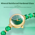 Sollen SL475 Quartz Watch - Women's Gold Green Chalcedony Beaded Bracelet Genuine Diamond Wristwatch
