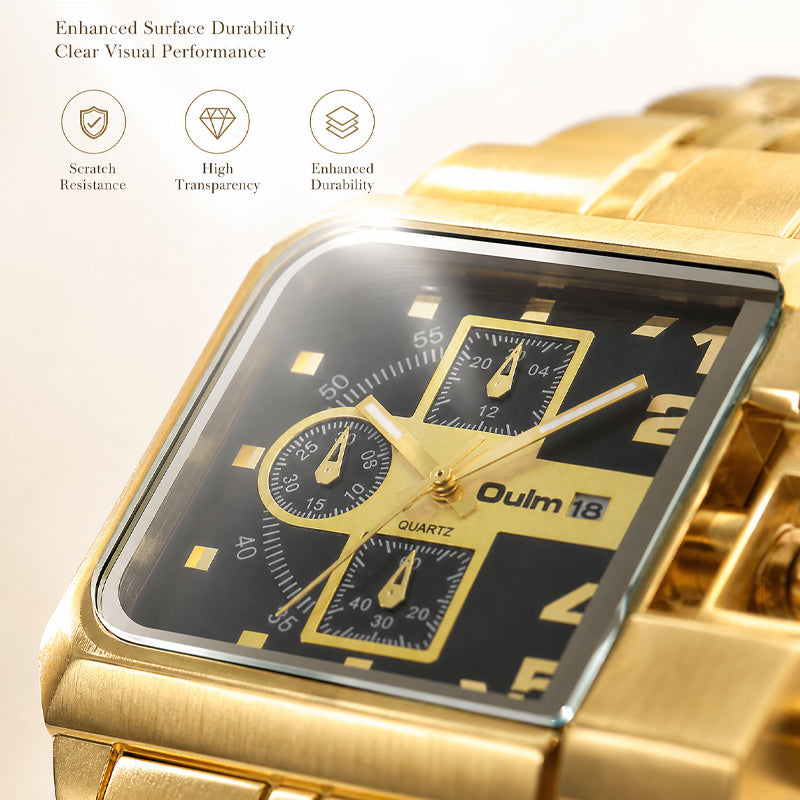 Oulm HP3364B Live Edition Men's Heavy Watch - Cyberpunk Industrial Design Asymmetric Armor Case Wide Metal Band Sport Wristwatch