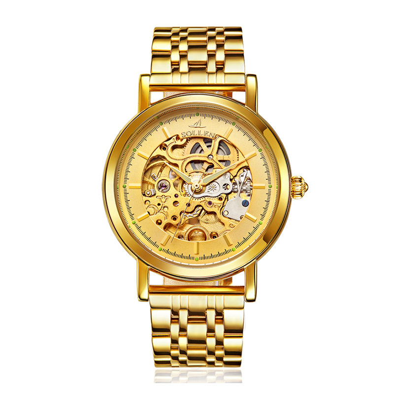 Sollen SL601 Automatic Watch - Men's Full Skeleton Mechanical Dial Wristwatch