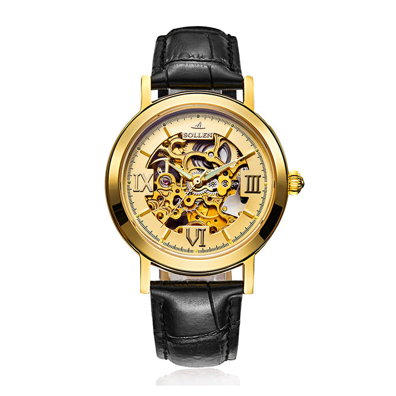Sollen SL601 Automatic Watch - Men's Full Skeleton Mechanical Dial Wristwatch