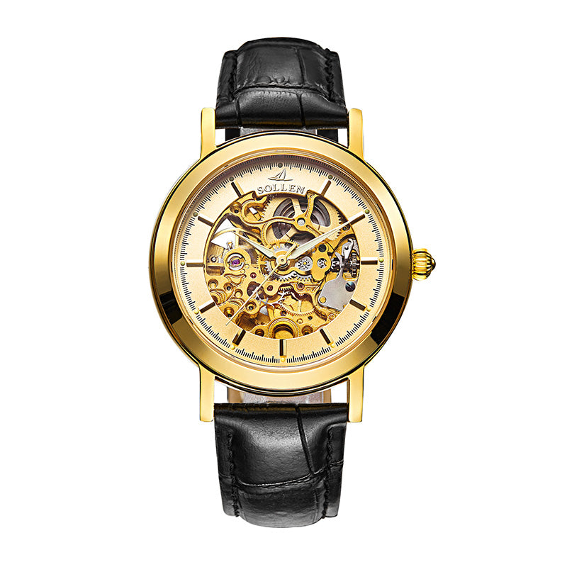 Sollen SL601 Automatic Watch - Men's Full Skeleton Mechanical Dial Wristwatch