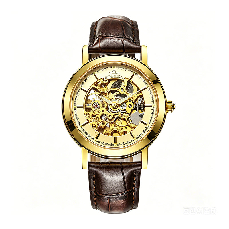 Sollen SL601 Automatic Watch - Men's Full Skeleton Mechanical Dial Wristwatch