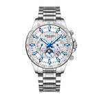 Sollen SL608 Automatic Watch - Men's Multi-Function Moonphase Stainless Steel 5-Bead Bracelet Wristwatch
