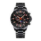 Sollen SL608 Automatic Watch - Men's Multi-Function Moonphase Stainless Steel 5-Bead Bracelet Wristwatch