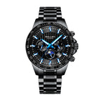 Sollen SL608 Automatic Watch - Men's Multi-Function Moonphase Stainless Steel 5-Bead Bracelet Wristwatch