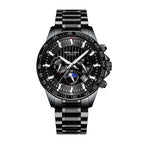 Sollen SL608 Automatic Watch - Men's Multi-Function Moonphase Stainless Steel 5-Bead Bracelet Wristwatch