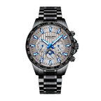Sollen SL608 Automatic Watch - Men's Multi-Function Moonphase Stainless Steel 5-Bead Bracelet Wristwatch